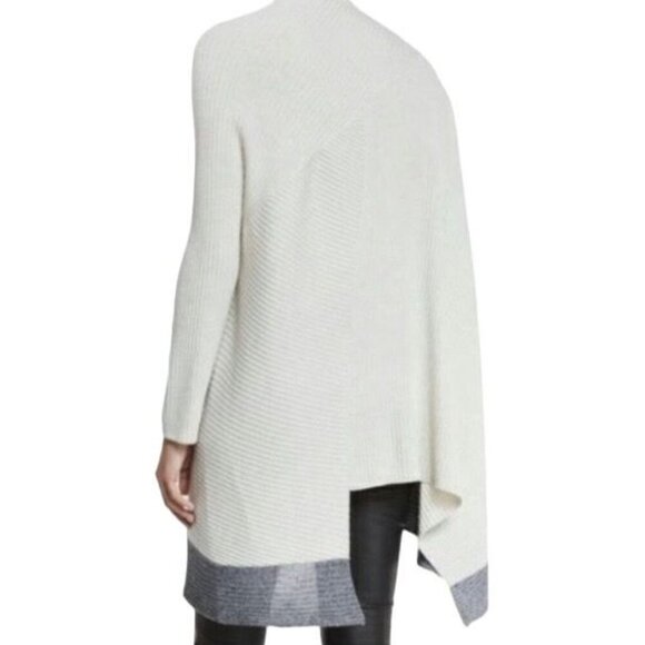 Rag & Bone Reanna Draped  Asymmetrical Ribbed Wool Poncho Sweater Size XS Ivory - Picture 3 of 9